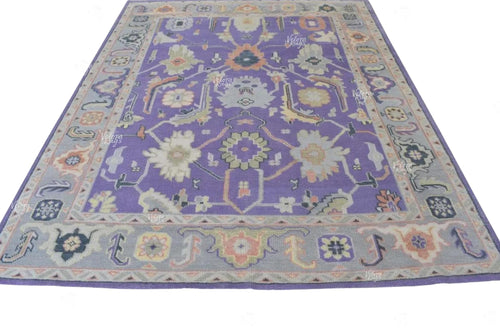 9x12 ft Modern Purple Indo Oushak Hand Knotted Rug, Antique style Handmade Wool Rugs for Living Room - Contemporary Floor Carpet