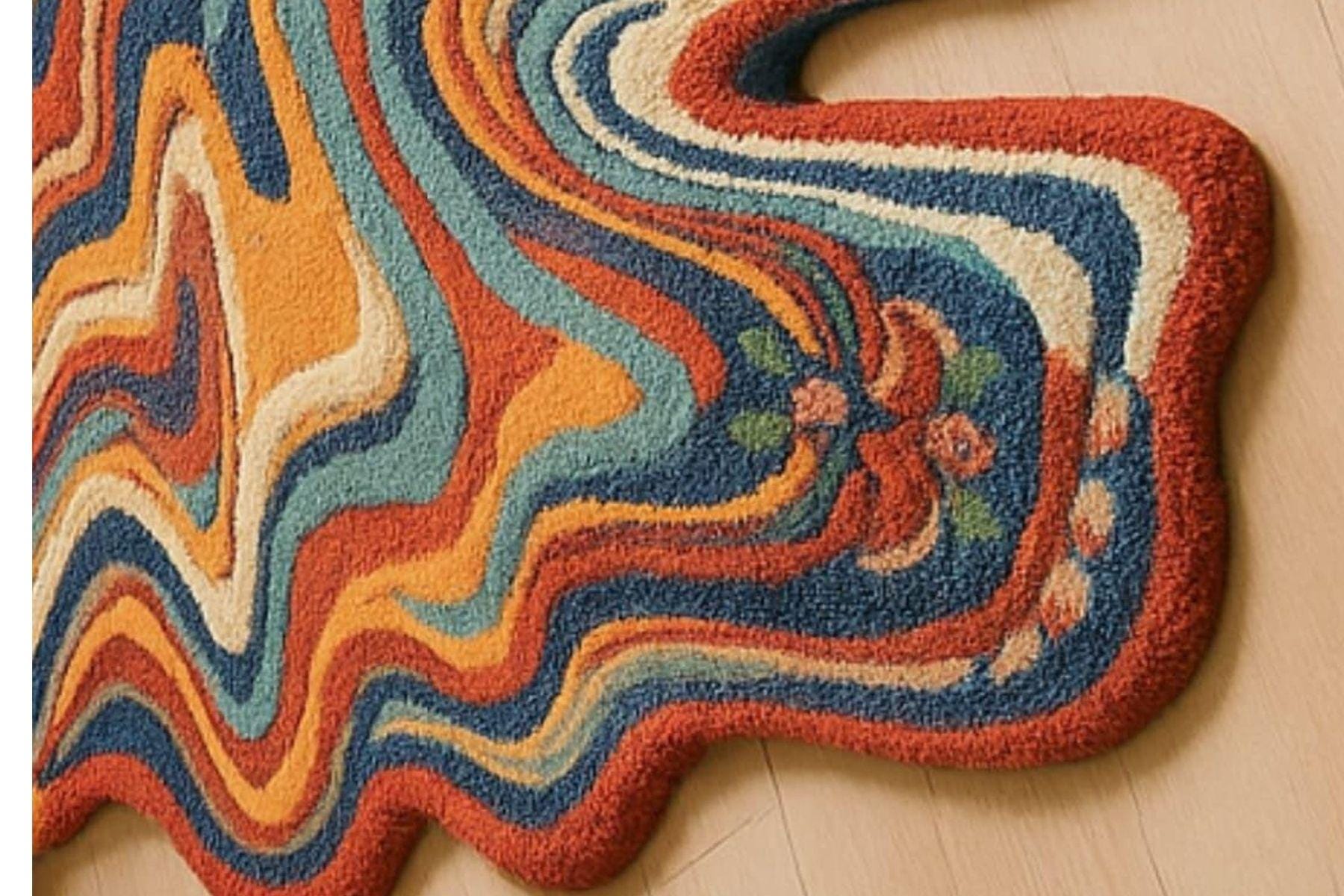 Hand Tufted Wool Rug | Vintage Persian Style Carpet | Multicolor Boho Area Rug | Traditional Floral Design for Living Room Decor