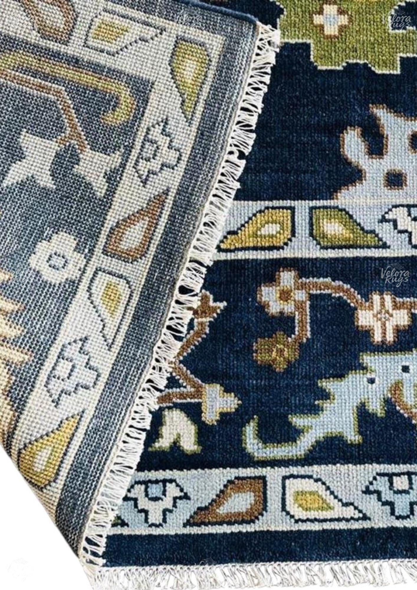 Navy Blue Oushak Hand Knotted Rug 4x6, 5x8, 6x9, 8x10, 9x12, 10x14 ft , Handmade Rugs for Living Room - Antique Style Contemporary Rug