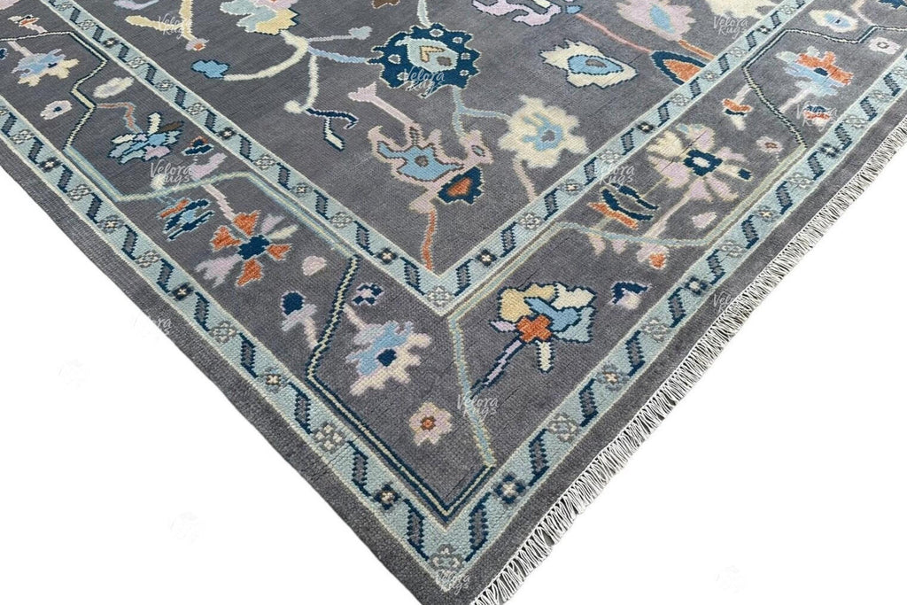 Grey Turkish inspired Oushak Hand Knotted Rug 4x6, 5x8, 9x12, 12x15 ft for Living Room, Bedroom, Kitchen - Antique Style Contemporary rug
