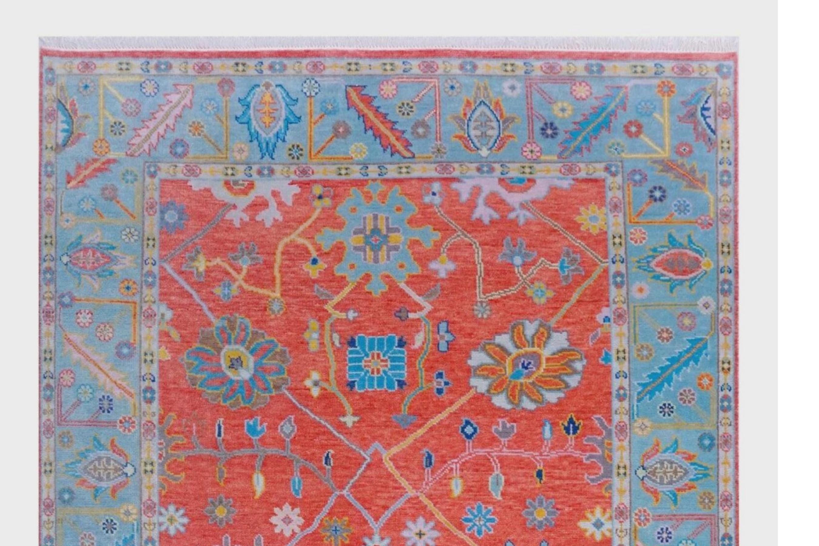 Modern Red Turkish Oushak Hand Knotted Rug 4x6, 5x8, 6x9, 8x10, 9x12, 10x14 ft Handmade Rugs for Living Room - Antique Contemporary rug