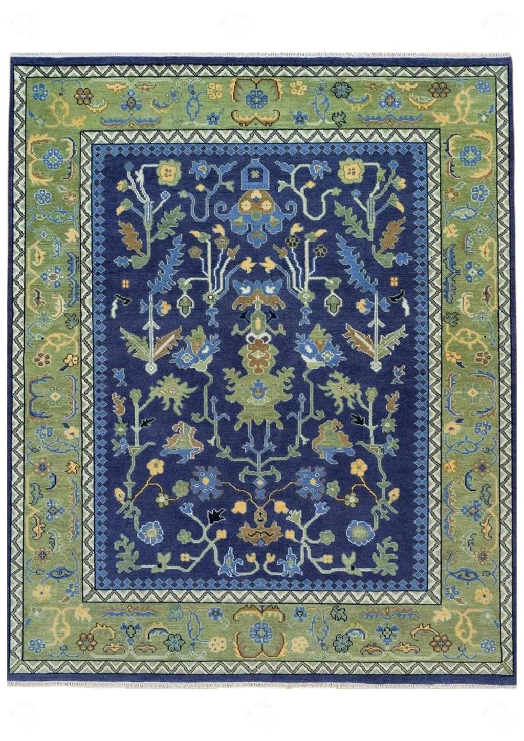 Blue Green Oushak Persian Floral Rug, Antique Style, Handmade Area Rug in 4x6, 5x8, 6x9, 8x10, 9x12 ft - Perfect for Bedroom or Kitchen