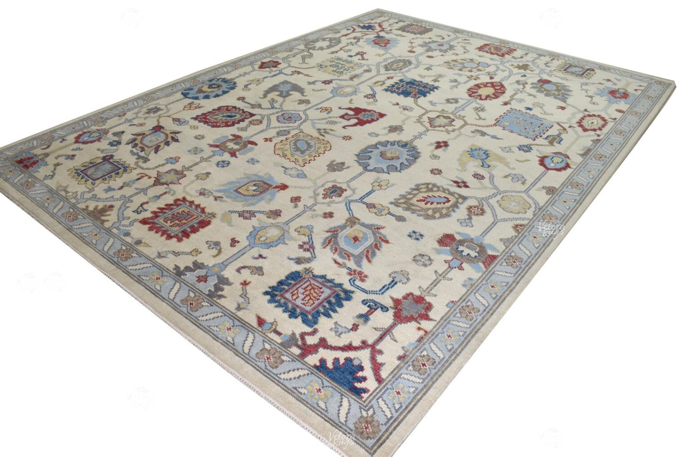 Modern Handknotted Oushak Wool Rug – Beige - Multicolor | Handcrafted Designer Rug for Living Room & Bedroom | Multiple Sizes | Antique Rug