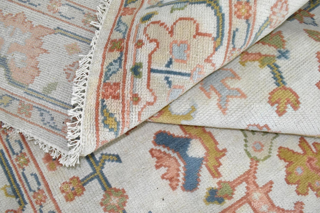 Off White Indo Oushak Hand Knotted Rug 4x6, 5x8, 6x9, 8x10, 9x12, 10x14 ft Handmade Rugs for Living Room - Fusion of Antique & Modern Design