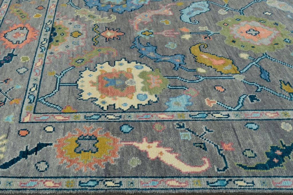 Handmade Grey Oushak Rug | Soft Wool Area Rug 4x6, 8x10, 9x12 ft | Floral Turkish Design | Custom Size Available | Modern Farmhouse Decor