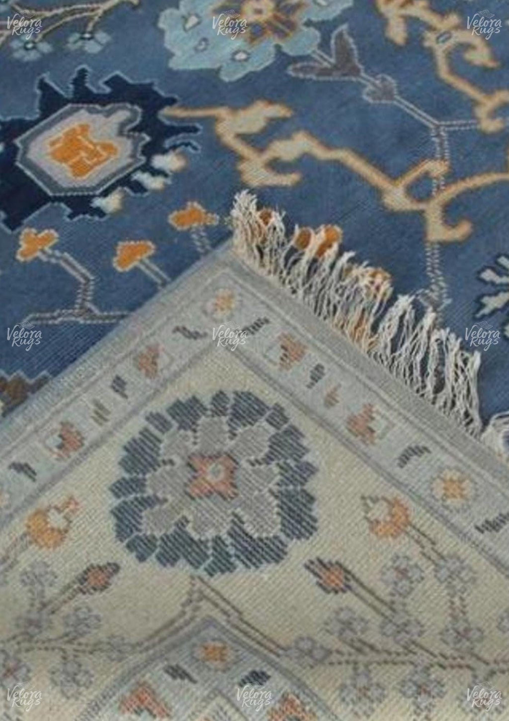 Blue Oushak style Hand Knotted Rug 4x6, 5x8, 6x9, 8x10, 9x12, 10x14 ft, Handmade Rugs for Living Room - Antique Style Contemporary rug