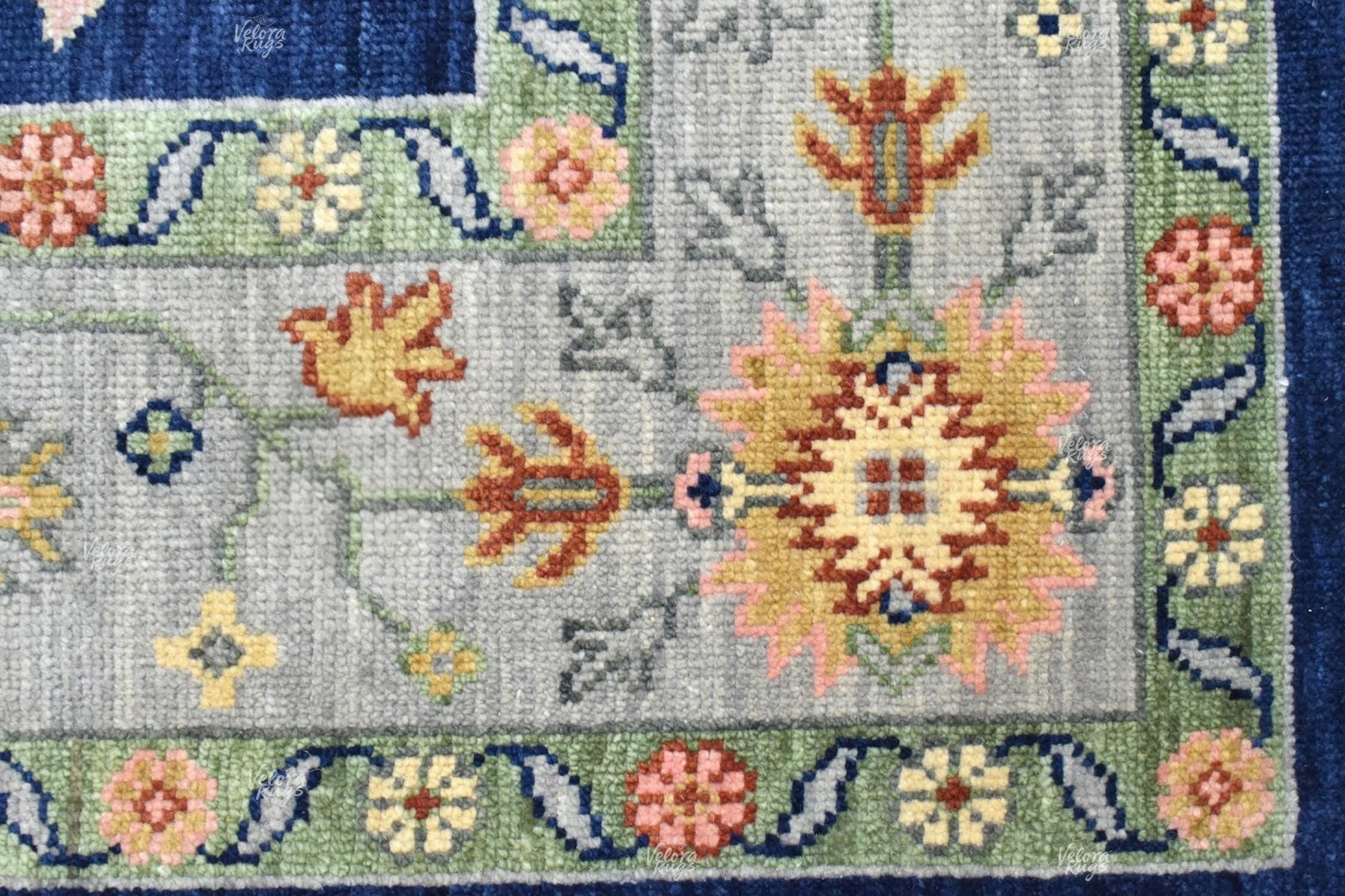 Navy Blue Oushak style Hand Knotted Rug 4x6, 5x8, 6x9, 8x10, 9x12, 10x14 ft Handmade Rugs for Living Room - Antique Style Contemporary rug