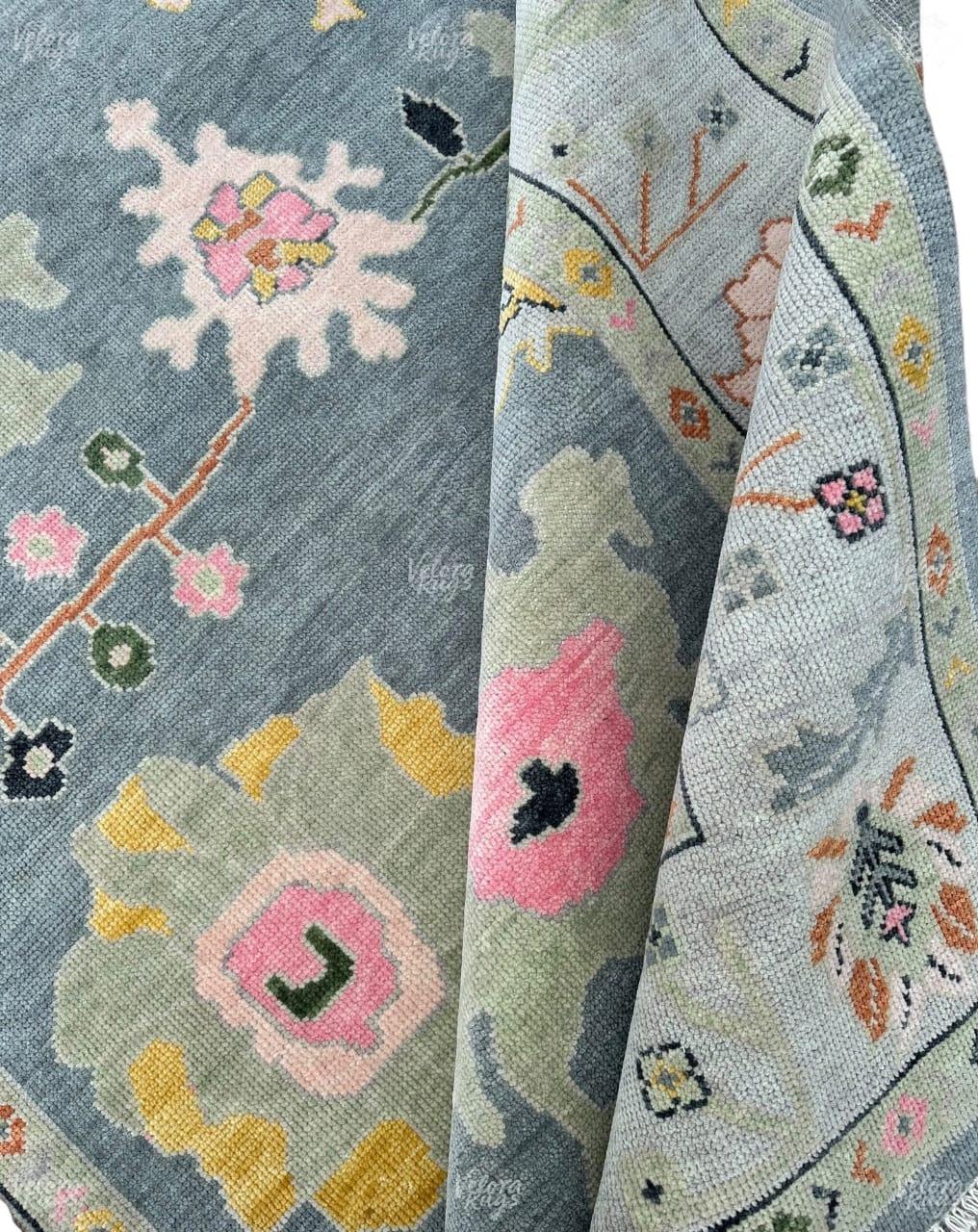 Hand-Knotted Grey Oushak Wool Rug: Modern Handmade Rug 4x6,5x8, 6x9,8x10, 9x12, 10x14 ft for Living Room, Dinning hall  | Antique Style Rug