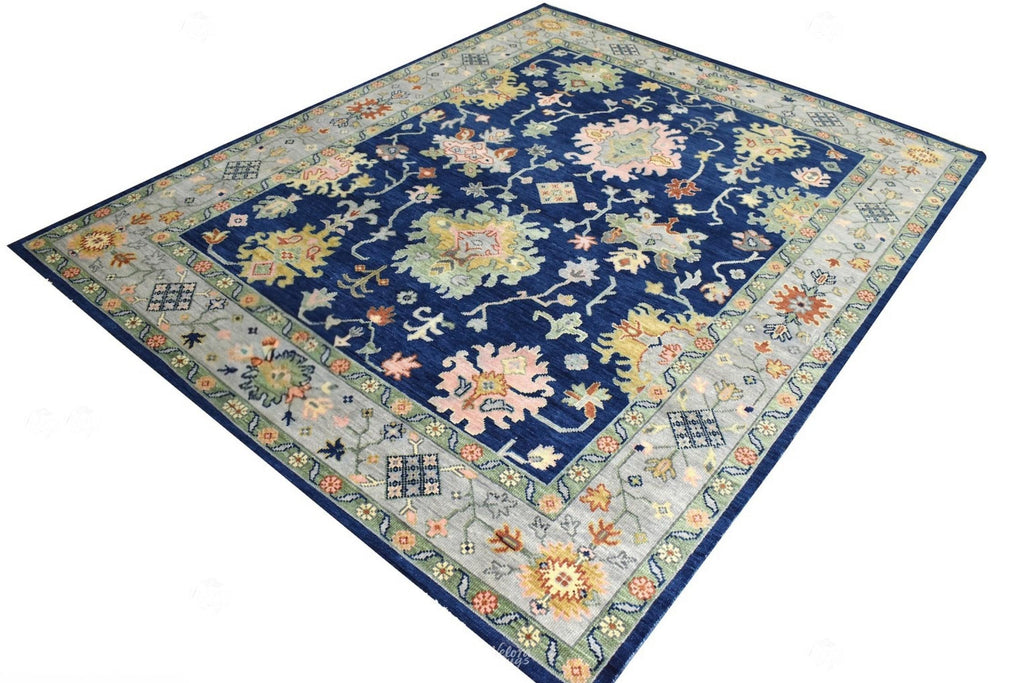 Navy Blue Oushak style Hand Knotted Rug 4x6, 5x8, 6x9, 8x10, 9x12, 10x14 ft Handmade Rugs for Living Room - Antique Style Contemporary rug