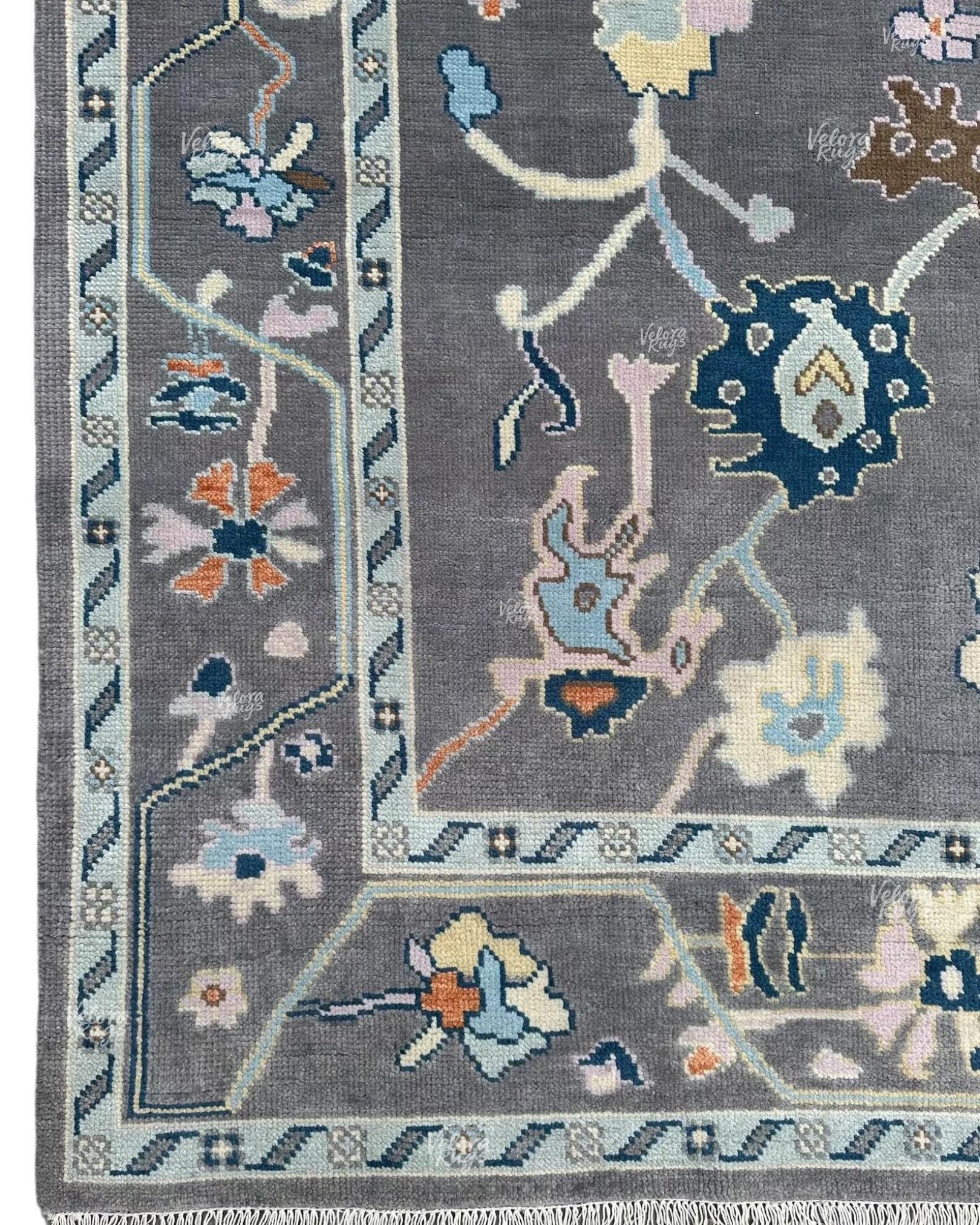 Grey Turkish inspired Oushak Hand Knotted Rug 4x6, 5x8, 9x12, 12x15 ft for Living Room, Bedroom, Kitchen - Antique Style Contemporary rug