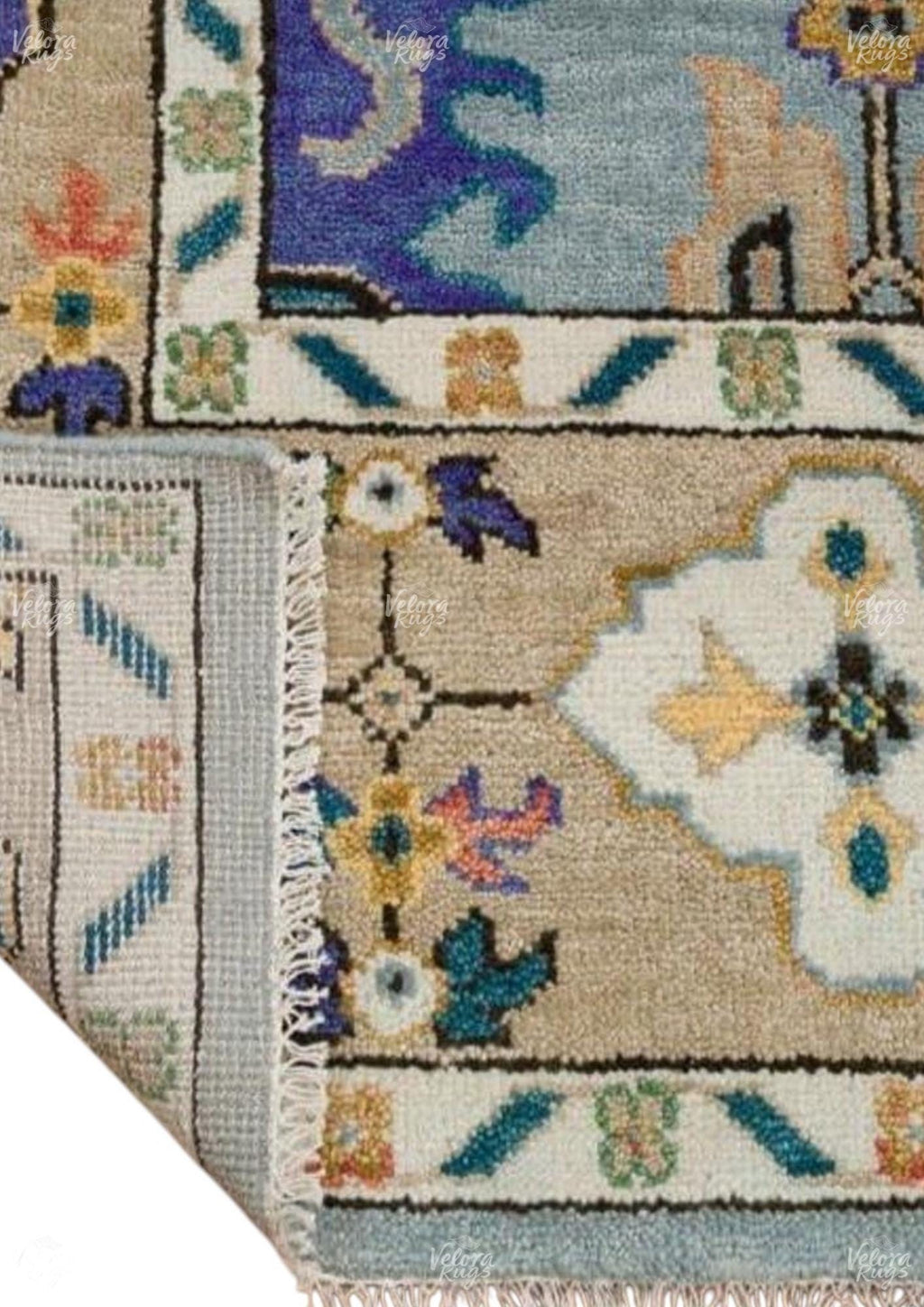 Elegant Blue Hand Knotted Oushak Rug - Antique-Style Contemporary Design, Available in 4x6, 5x8, 6x9, 8x10, 9x12, 10x14 ft | Living Room Rug