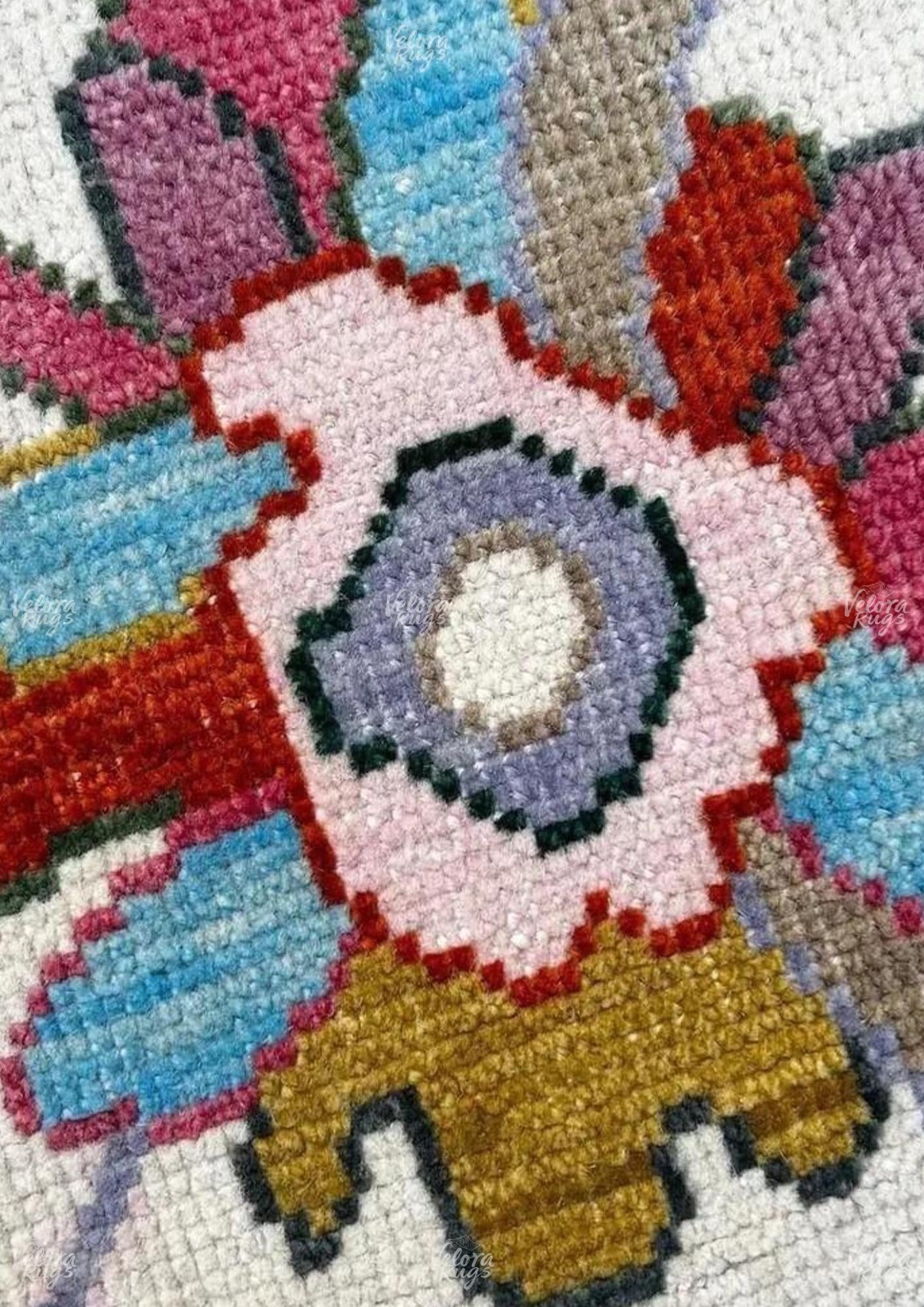 Pink Oushak Rug – Handmade Turkish Wool Area Rug, Modern Vintage Style with Ivory Accents