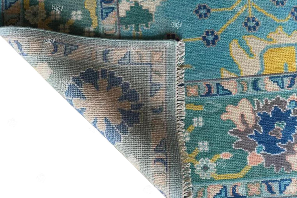 Turquoise Blue Oushak style Hand Knotted Rug, Handmade Rugs for Living Room - Antique Inspired Contemporary rug | Custom Sizes