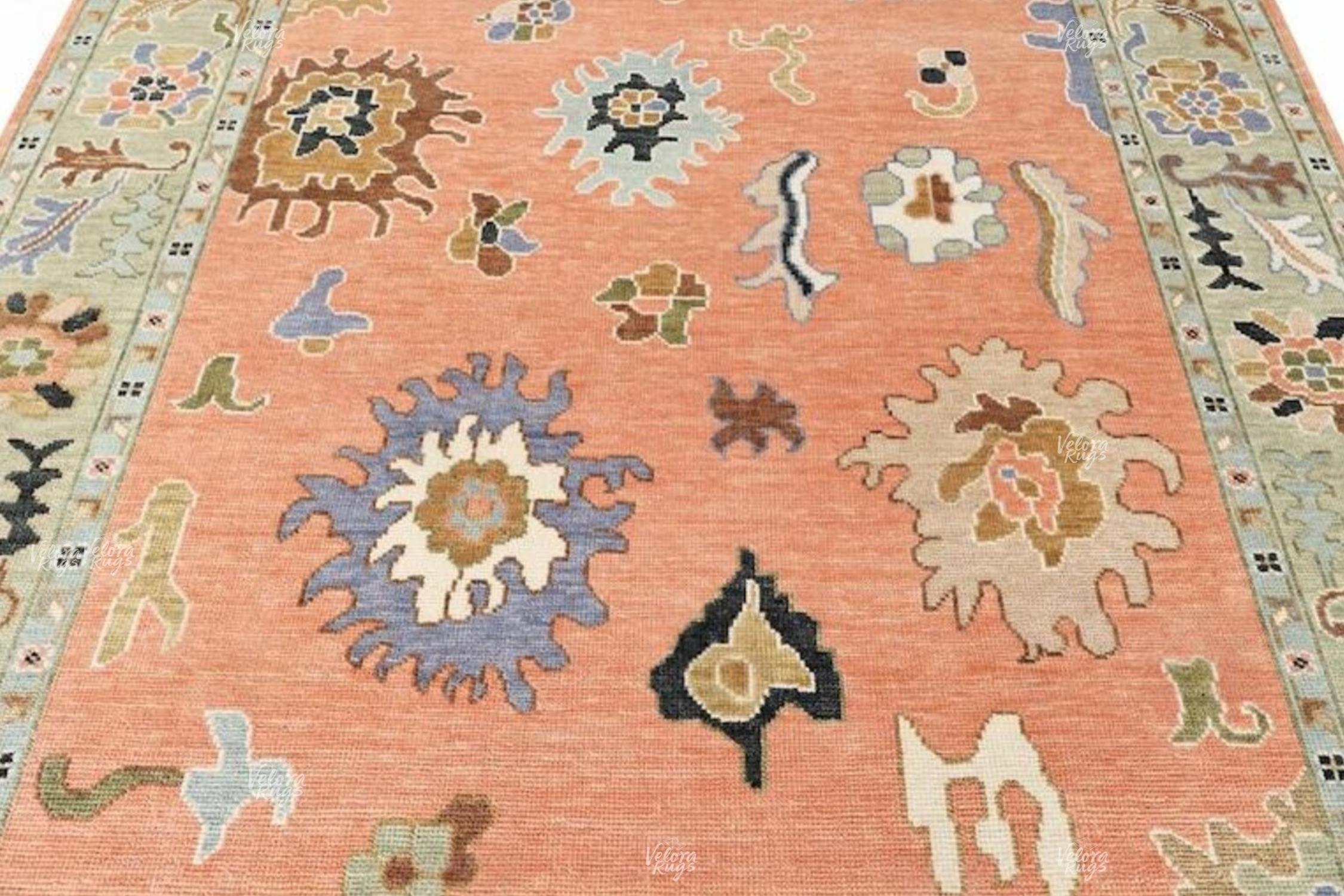 Peach Oushak Hand Knotted Rug 4x6, 5x8, 6x9, 8x10, 9x12, 10x14 ft Handmade Rugs for Living Room Antique Style Contemporary rug | Home Decor