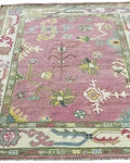 Elegant Hand-Knotted Pink Oushak Rug - Antique-Style Floral Design, Available in 4x6, 5x8, 6x9, 8x10, 9x12, 10x14 ft | Living Room & Bedroom