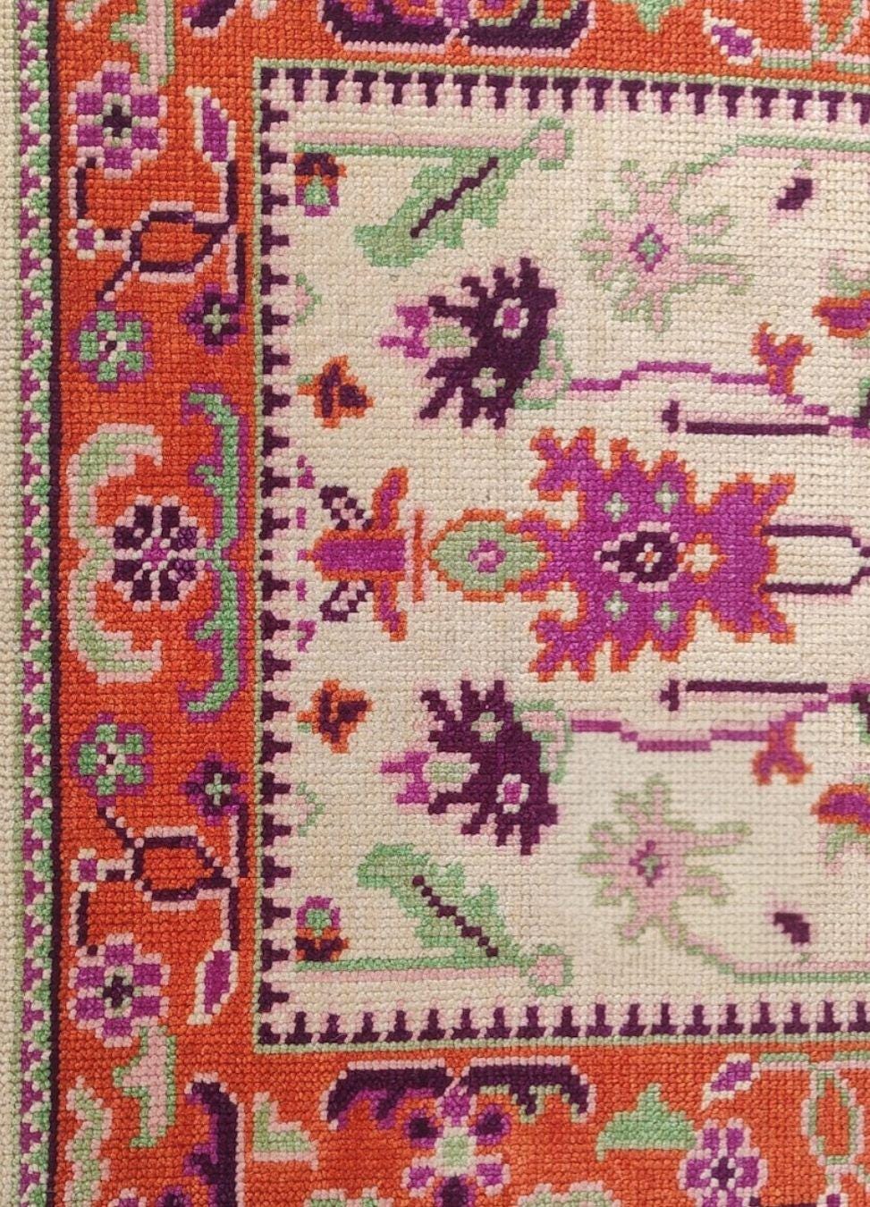 Handmade Beige Orange Runner Rug – Vintage Floral Turkish Hallway Woolen Carpet – Long Boho Accent Rug for Entryway, Kitchen, Bedroom Décor