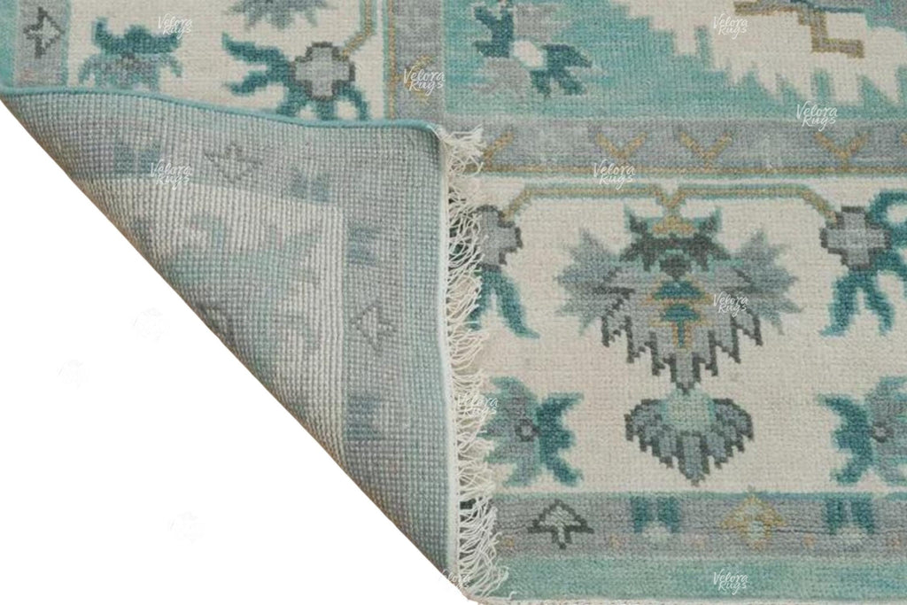 Aqua Blue Oushak Style Hand-Knotted Rug – 4x6, 5x8, 6x9, 8x10, 9x12, 10x14 ft | Handmade Antique-Inspired Contemporary Rug for Living Room