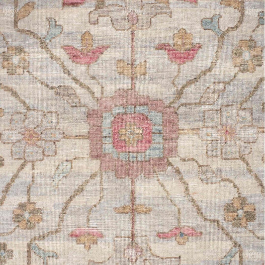 Blush Pink Hand Knotted Oushak Rug  Vintage Turkish Wool Area Carpet | Soft Pastel Oriental Design | Living Room Boho Decor | Custom Sizes