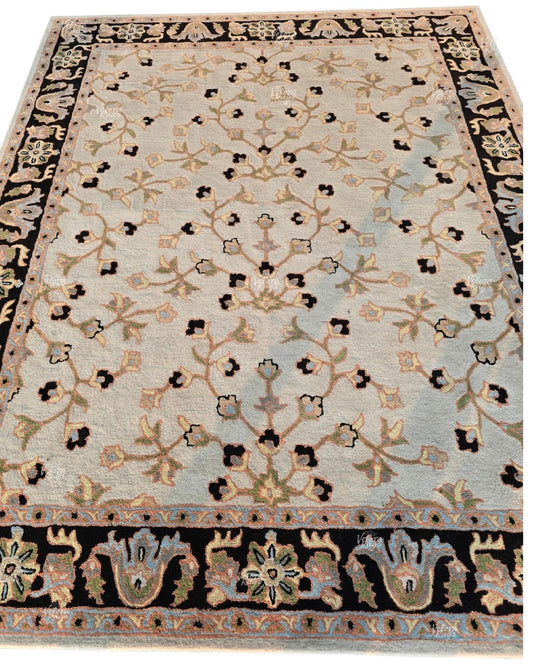 Premium Tufted Wool Rug Light Cream  Traditional Floral Design Carpet for Living Room & Modern Home Interiors  Elegant Home Decor Area Rug