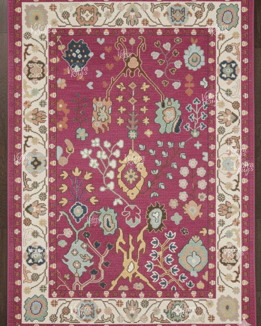 Exquisite Pink Oushak style Hand Knotted Rug 4x6, 5x8, 6x9, 8x10, 9x12, 10x14 ft Handmade Rugs for Living Room - Contemporary Oushak Rug