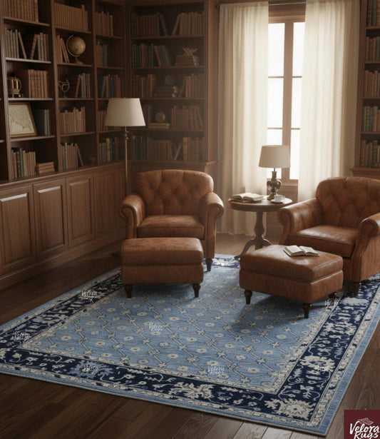 Exquisite Blue Oushak style Hand Knotted Rug 4x6, 5x8, 6x9, 8x10, 9x12, 10x14 ft Handmade Rugs for Living Room - Contemporary Oushak Rug