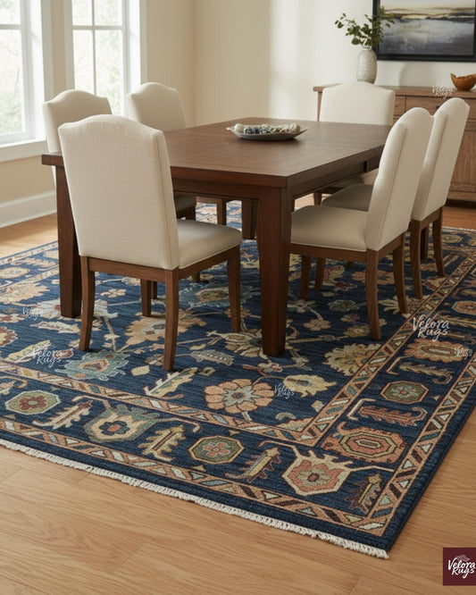 Elegant Oushak style Blue color rug 5x8, 6x9, 8x10, 9x12, 10x14 ft Hand knotted Soft wool rug, Oriental rug - Living area, Bedroom rugs