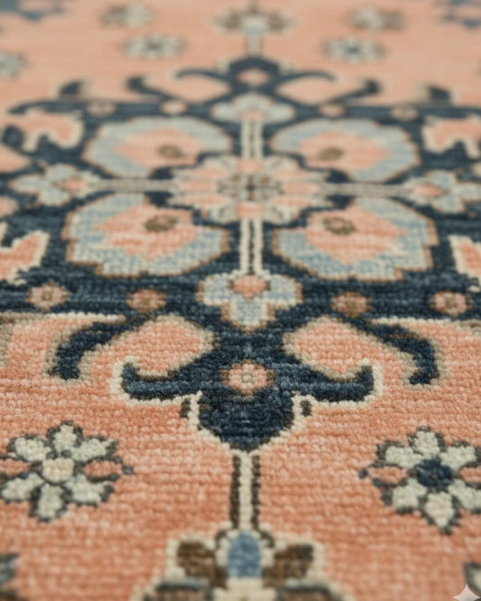 Handmade Oushak style Peach color rug 5x8, 6x9, 8x10, 9x12, 10x14 ft | Hand knotted Soft wool rug, Oriental rug - Living area, Bedroom rugs