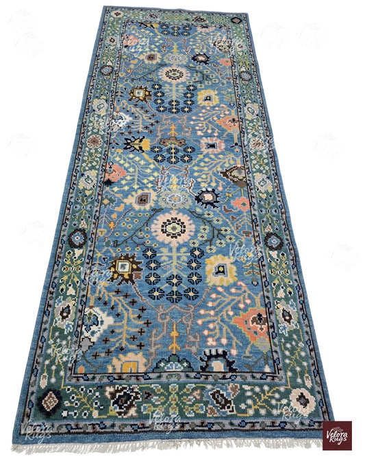 Luxurious Hand-Knotted Oushak Rug- Antique-Style Contemporary Design, Green Handmade Rug  4x6, 5x8, 8x10, 9x12, 10x14 ft | Living Room Rug