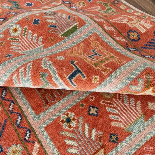 Terracotta Orange Oushak style Hand Knotted Rug 4x6, 5x8, 8x10, 9x12ft, Antique Handmade Rugs for Living Room - Contemporary Floor Carpet