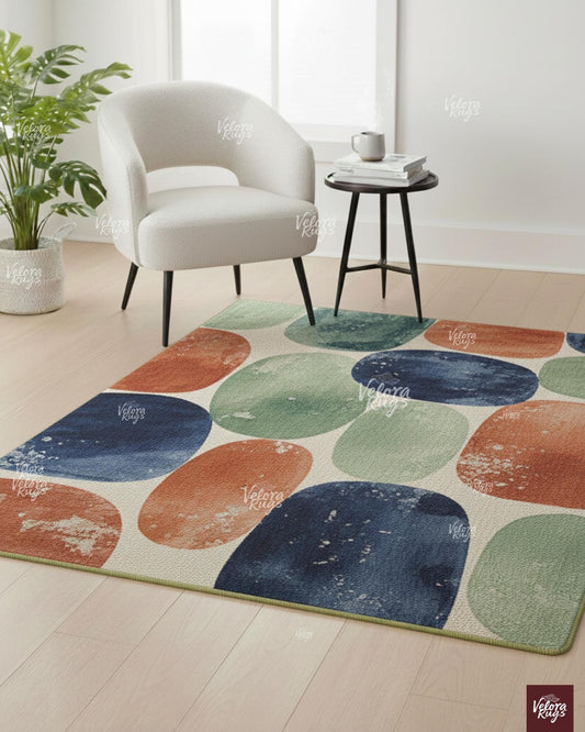 Hand Tufted Wool Area Rug, Modern Abstract Circle Design, Colorful Handmade Rug for Living Room, Bedroom & Home Decor