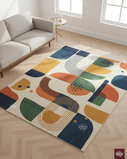 Hand Tufted Wool Area Rug, Modern Abstract Geometric Pattern, Colorful Handmade Rug for Living Room & Bedroom
