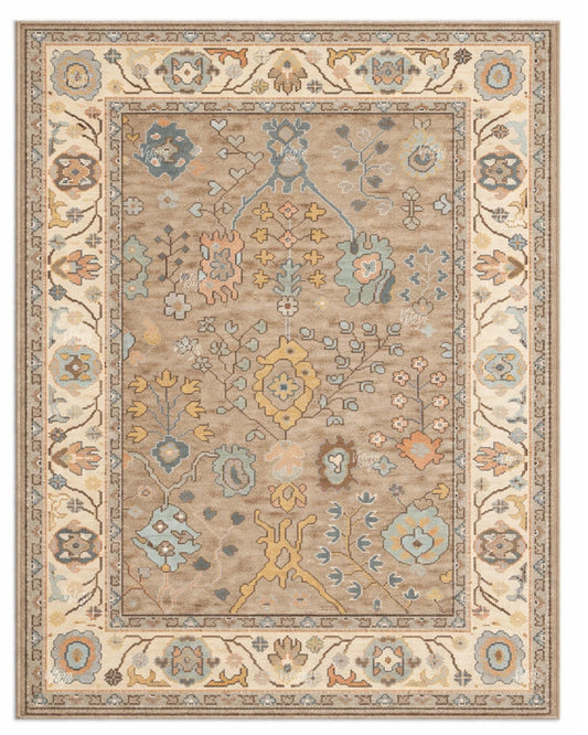 Exquisite Beige Hand Knotted Indo Oushak rug 4x6, 5x8, 6x9, 8x10, 9x12, 10x14 ft Handmade rugs - Antique Style Ethnic rug | Velora Rugs