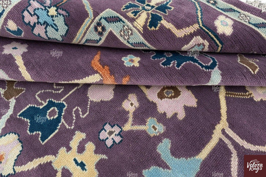 Elegant Purple Oushak Hand Knotted Rug 4x6, 5x8, 9x12, 12x15, 10x14 ft for Living Room, Bedroom, Kitchen - Antique Style Contemporary rug
