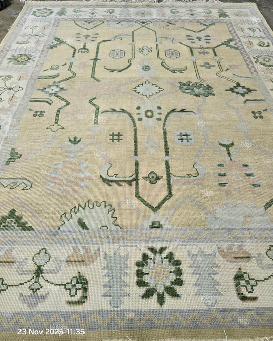 Handmade Oushak Rug: Hand Knotted Wool Hallway Carpet - Antique Style Contemporary Rug | Vintage Turkish  Oriental Rug For Home Decor